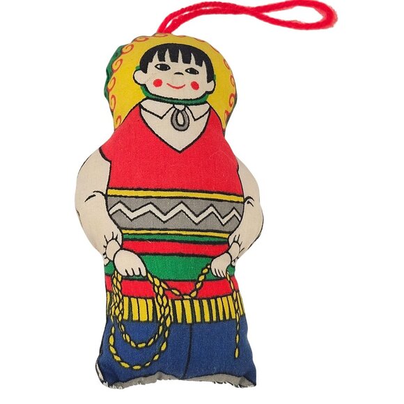 Vintage Fabric Stuffed Ornaments Lot Dolls Animals Horse Retro Handmade Christma - Picture 5 of 10